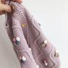 Pom Pom Design Knitted Cardigan Warm Girls Coat High Quality Outerwear  Autumn