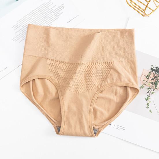 Женские трусы с высокой талией, сплошной цвет, мягкие дышащие антисептические бесшовные эластичные быстросохнущие 3D сотовые женские трусы, женское нижнее белье