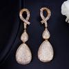 Micro-Set Zircon Earrings Dinner Long Water Drop Earrings Ear Jewelry