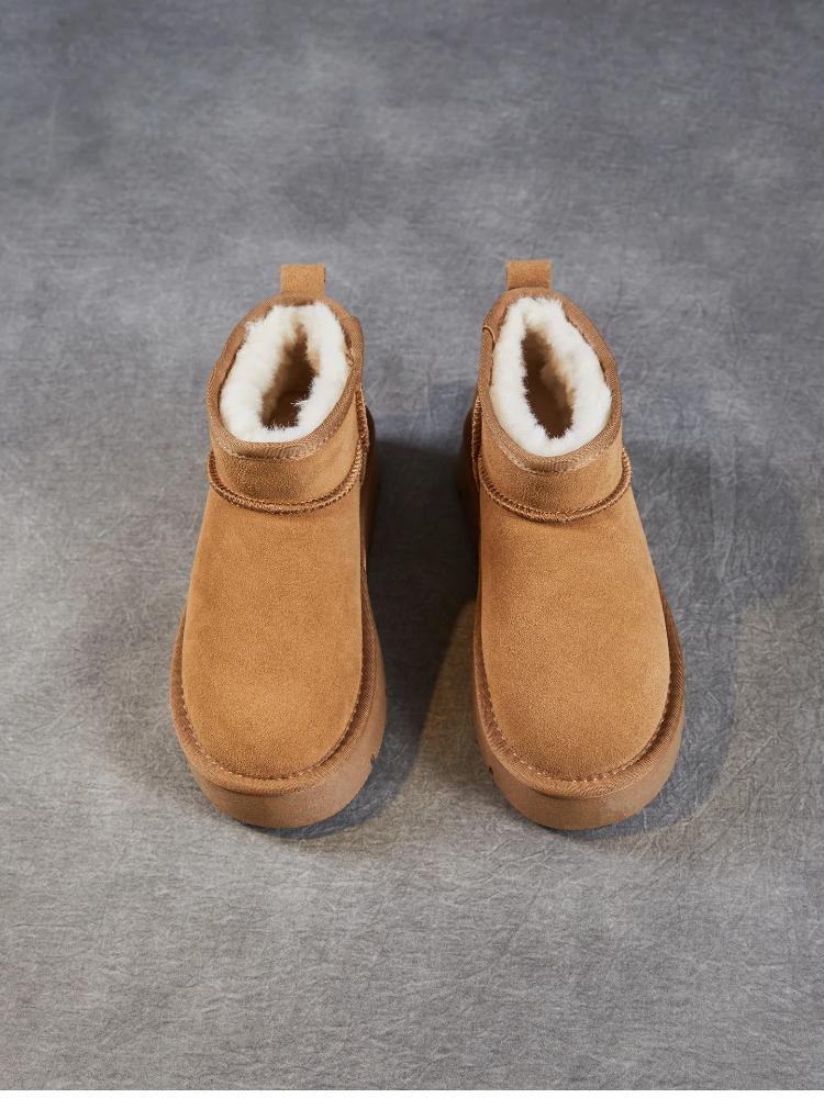 Johnature Замшевые женские короткие ботинки на толстой подошве, зимние, универсальные, с толстым плюшем, теплые, слипоны