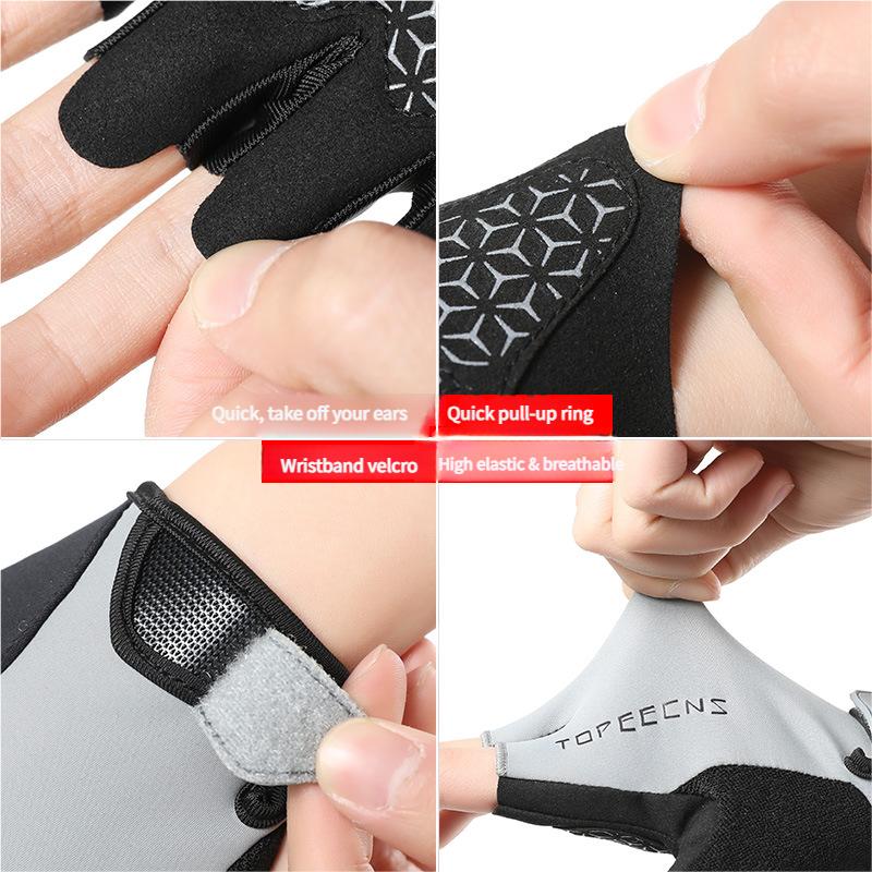 Mountain Bike Fitness Gloves Half-Finger Short-Hand Cycling Silicone Gloves with Shock Absorption for Outdoor Sports