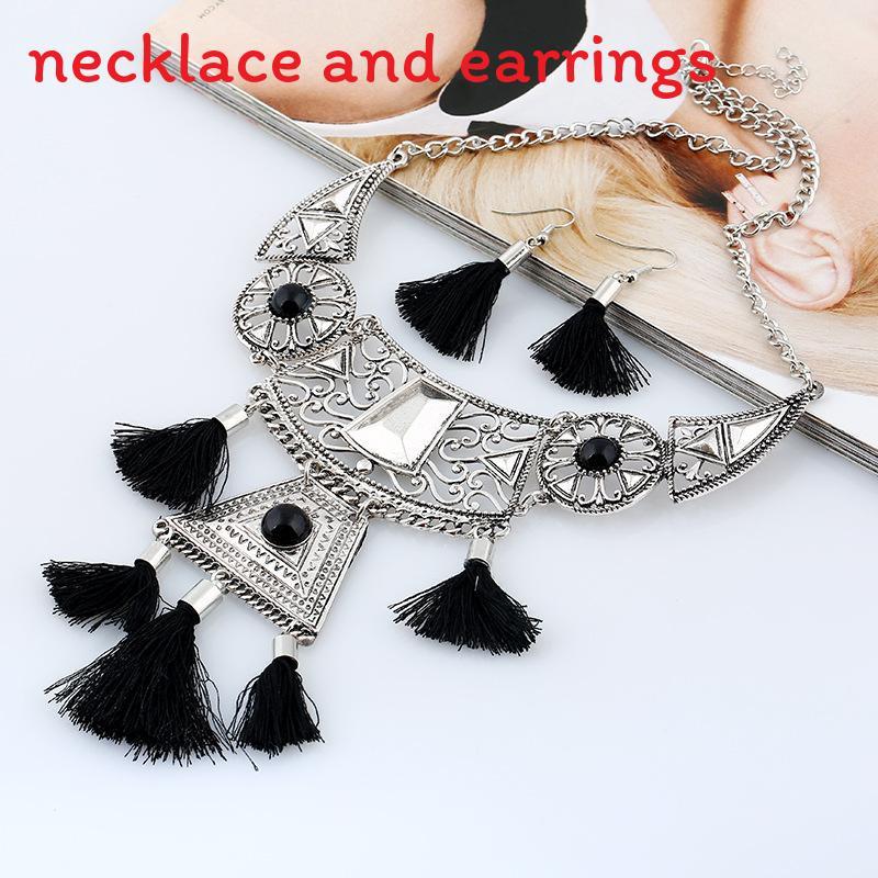 Ethnic Style Simulation Gemstone Decoration Women Necklace With Tassel Design For Travel And Gift Use
