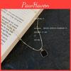 Inspired Geometric Design Necklace With Black Square Pendant Fashionable Alloy Snake Chain Collar