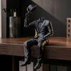 Modern Art Living Room Accents 3D Printed Sitting Gentleman Ornament, Minimalist Abstract Faceless Figurine, Home Office Decor Aesthetic Sculpture for