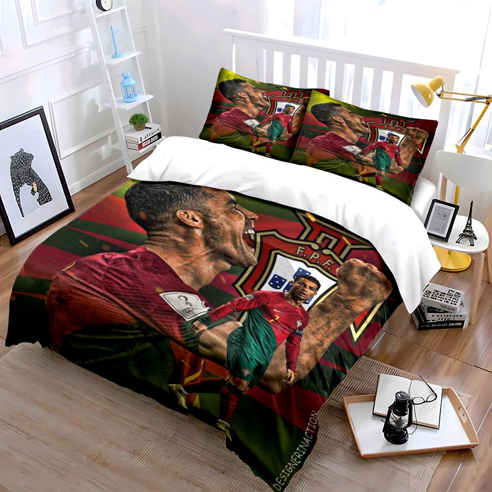 Soccer-Themed Bedding Set Bedding set (1 duvet cover, 2 pillowcases, duvet not included)