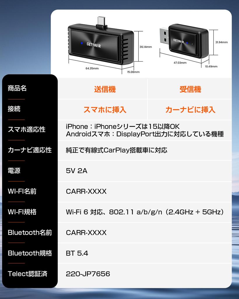 GetPairr Mirror Cast Wireless Mirroring Adapter, Industry First, Wireless Mirroring Smartphone Screen to Car
