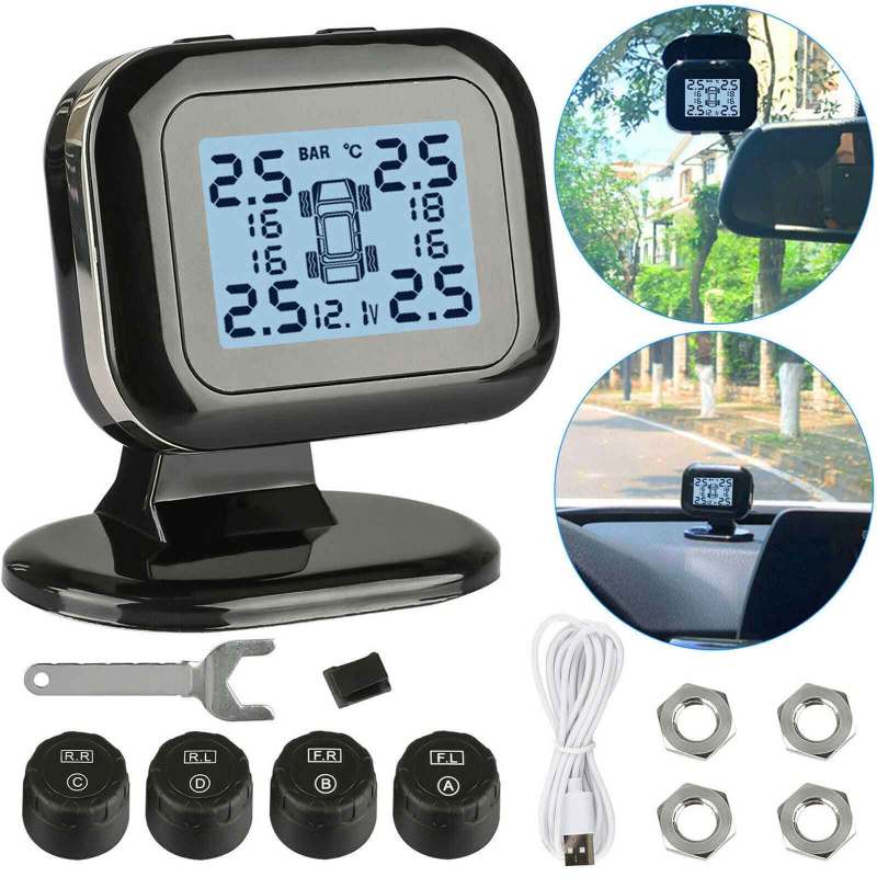 Система контроля давления в шинах Беспроводная система мониторинга TPMS с 4 внешними датчиками Отображение температуры давления в реальном времени