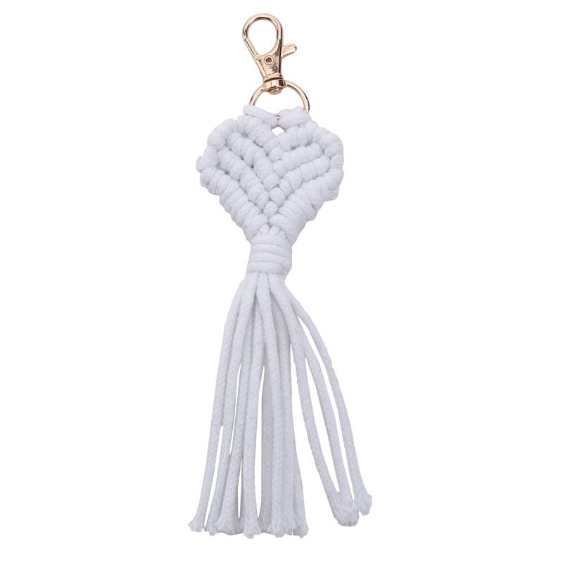 Креативные мини-брелоки макраме в форме сердца, бохо, ручной работы, с кисточками, для ключей от машины, кошелька, телефона, свадебный подарок