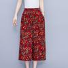 Summer Wide Leg Pants Women Plus Size Loose Vintage Print High Waist Oversize Pants Middle-aged Women's Clothing