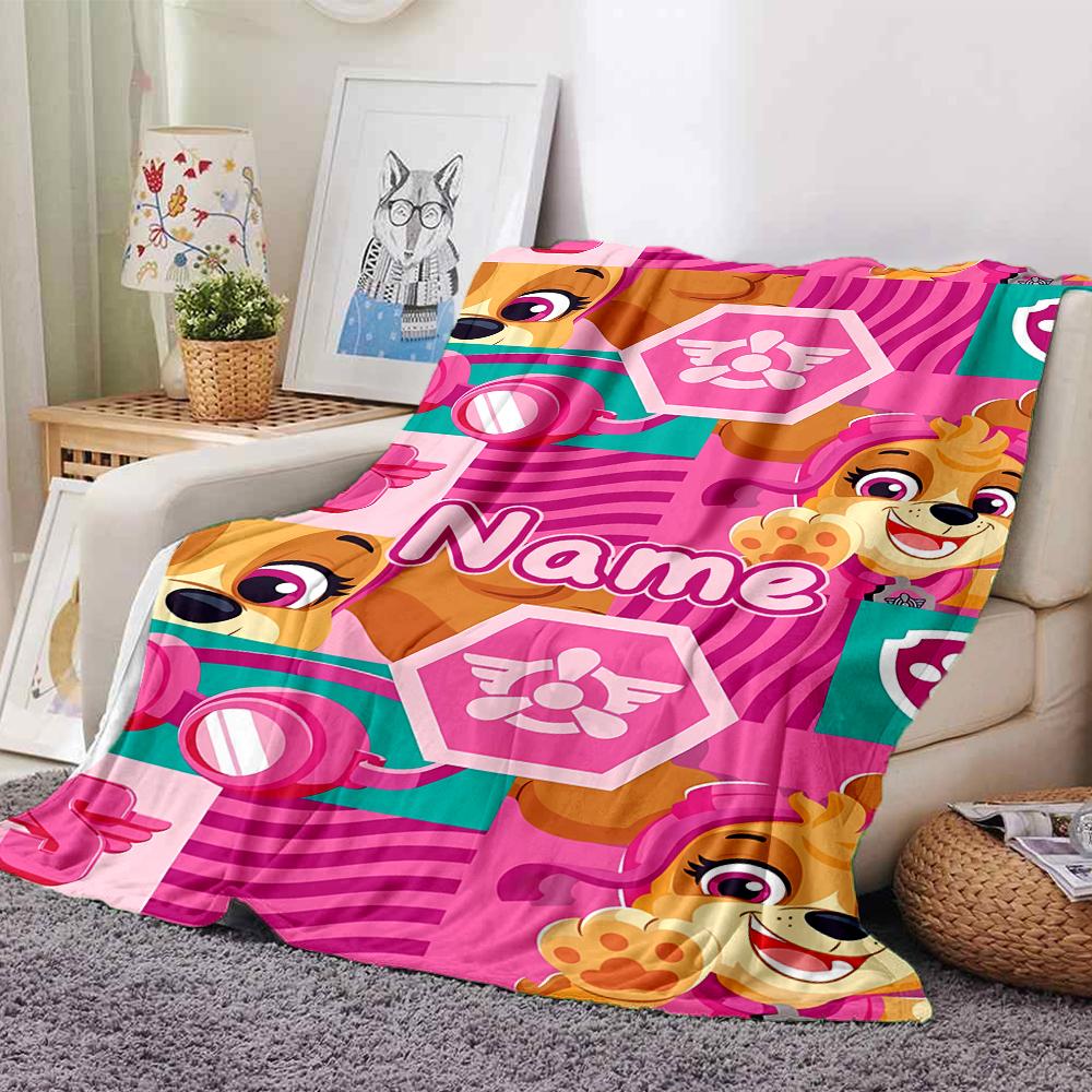 Customiz Name Personality Paw Patrol Blanket Soft &Warm Sofa Office Bed Travel Lunch Break Blanket, Gift Suitable All Seasons