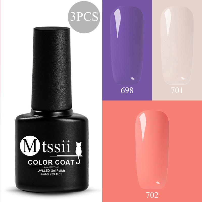 Mtssii 7ml Semi Permanent 3D Soak Off UV Gel Polish Set for Manicure Hybrid Nail Art Decoration
