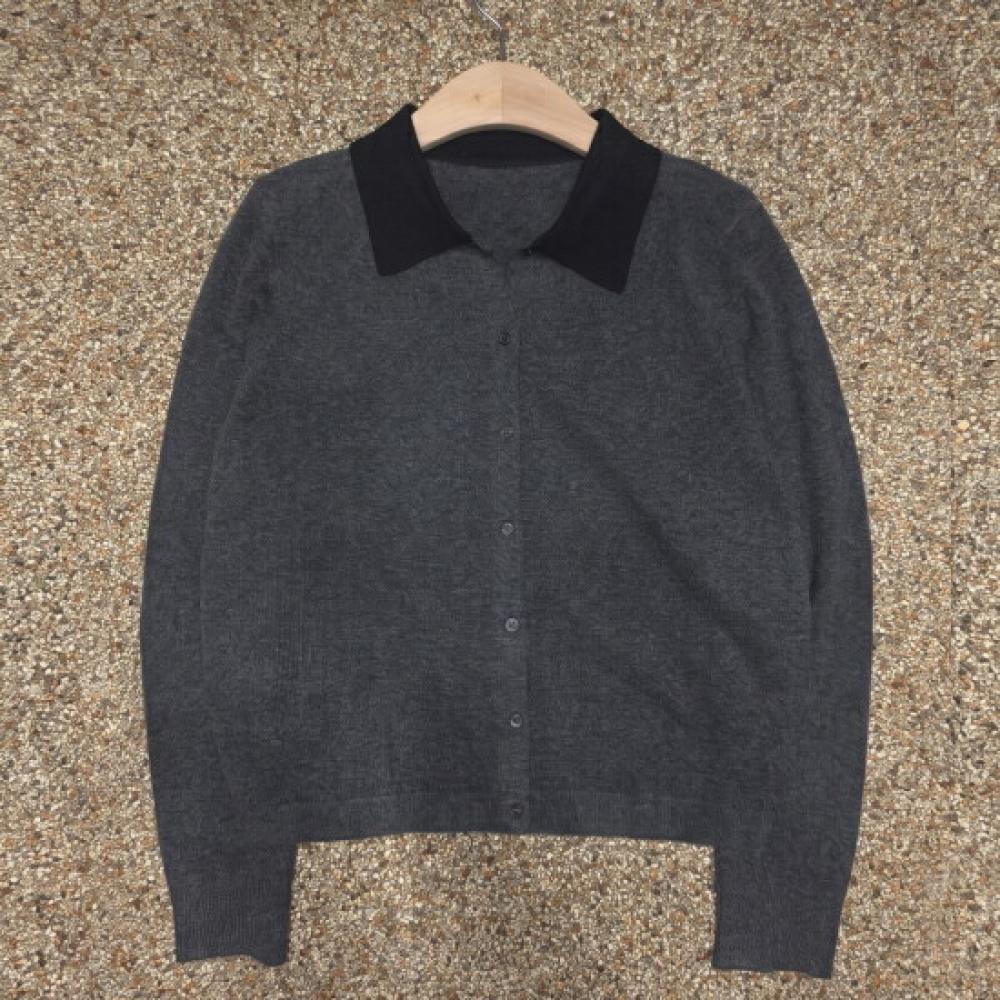 Shop Women S Collar Button Knit Long Sleeve Cardigan Charcoal 21dS Wcd260098
