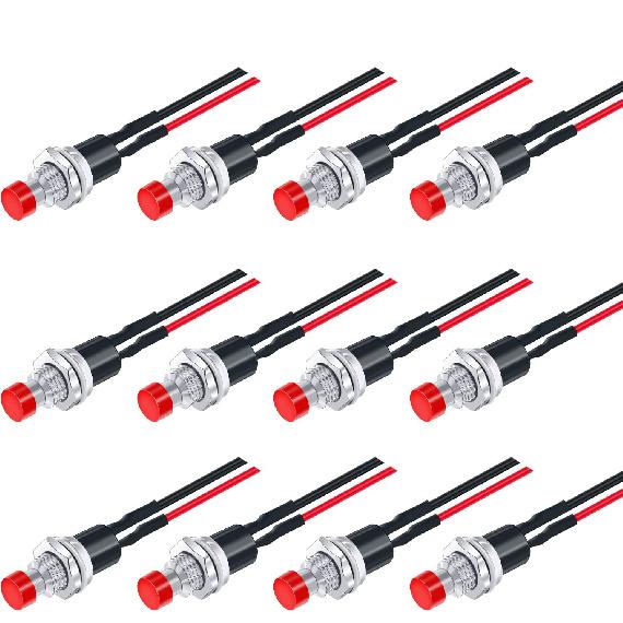 12PCS 12V 250V Momentary Push Button Switch 2 Pins SPST 7mm Normal Open 1A Mini Round Button Switch with Pre-soldered Wires Switches4