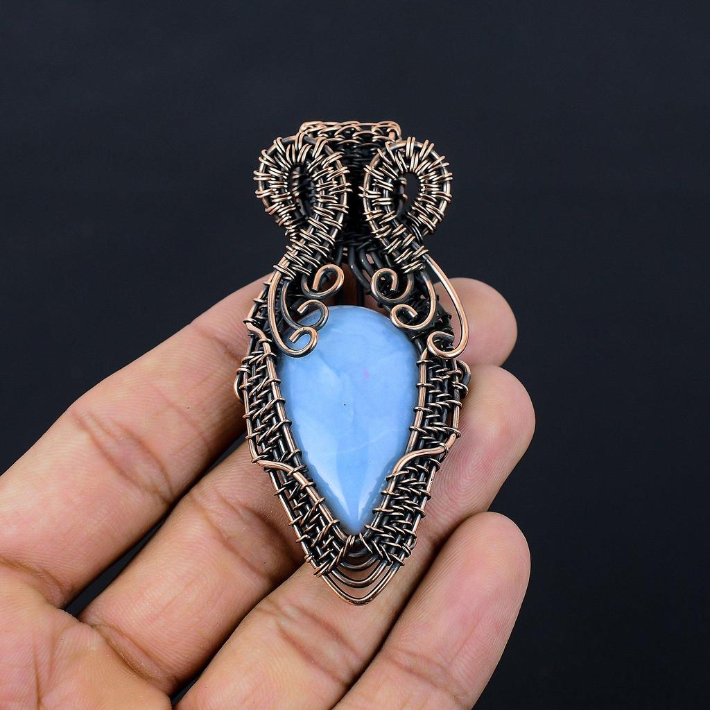 Owyhee Опал Драгоценный камень Чистая медная проволока Обернутая ювелирная подвеска ручной работы для нее