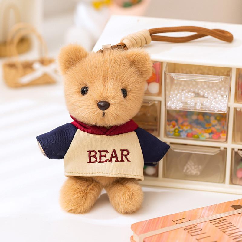 Teddy Hoodie Dress Bear Keychain Plush Toy Stuffed Doll Bag Gift Decoration
