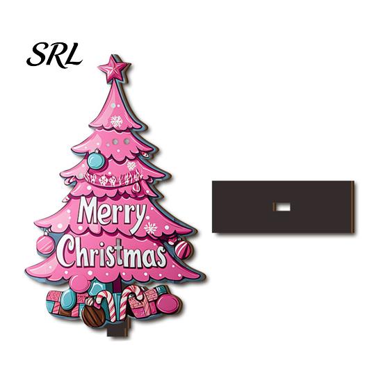 Holiday Tabletop Decor 2D Wooden Christmas Ornaments, Xmas Tree Santa Double Sided Printed Decorations Snowman Sign with Stand, Party Festive