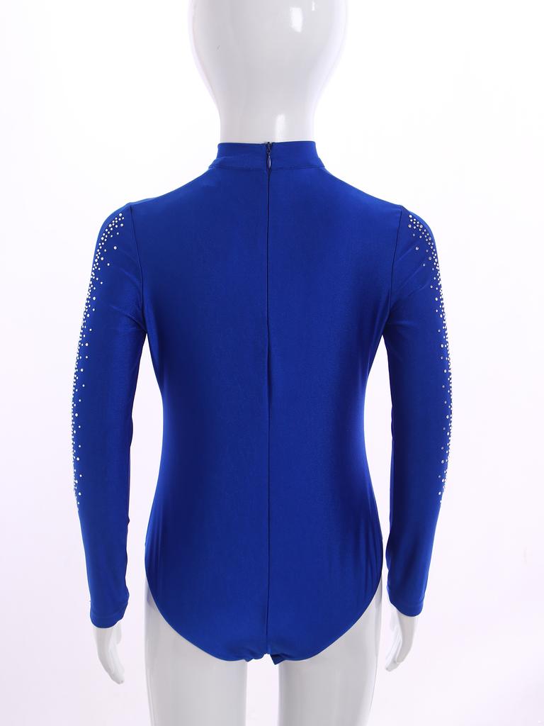 Комбинезон для латинских танцев с глубоким V-образным вырезом и длинным рукавом для фигурного катания, бальных танцев, танго, румбы, ча-ча-ча, танцевальная одежда