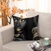 Elegant Room Cushions Covers Black Gold African Lady Pillow for Sleep Cushion Cover  ×  Decorative Pillows Sofa × Stuffed