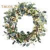 19,7-дюймовый искусственный венок из эвкалипта, венок из искусственной зелени с ягодами, венок из листьев эвкалипта для входной двери, для внутреннего и наружного праздничного декора
