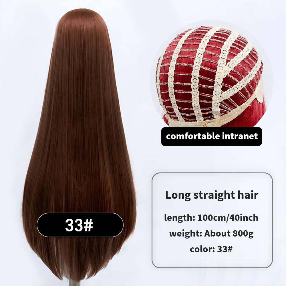 Длинный синтетический парик аниме для косплея 100 см с челкой, светлые, синие, красные, розовые, фиолетовые волосы для вечеринки