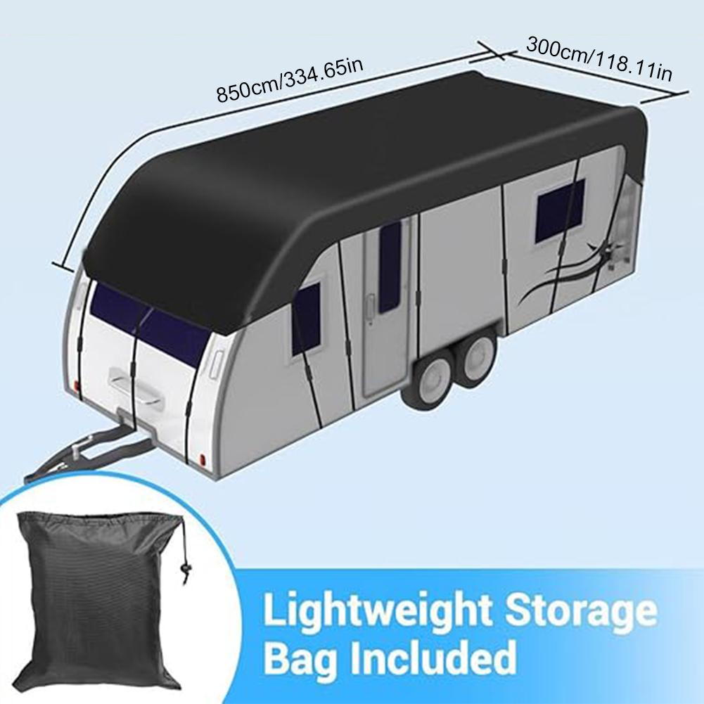 8.5x3m RV Sun Protection Car Cover 210D Oxford Cloth Foldable Motorhome Roof Cover Weather-Resistant for RV Travel Car Supplies