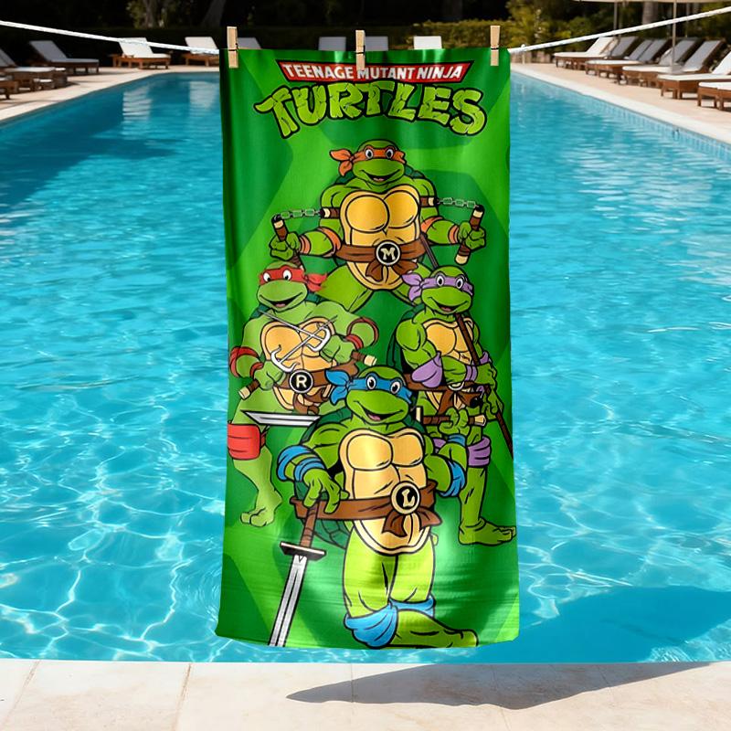 Teenage Mutant Ninja Turtles Print Beach Towel Design, Soft, Lightweight. for Home Bathroom, Spa, Pool, Yoga, Surfing, Camping, Gift for Family, Frien