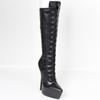 New Sexy Knee-high Boots 7" Super High Heel Platform Pointed-toe Lace Up Women Boots Big Size 36-46