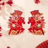 1 Pair Chinese Style New Year Door Sticker Flocking Paper Spring Festival Couplets  Celebration