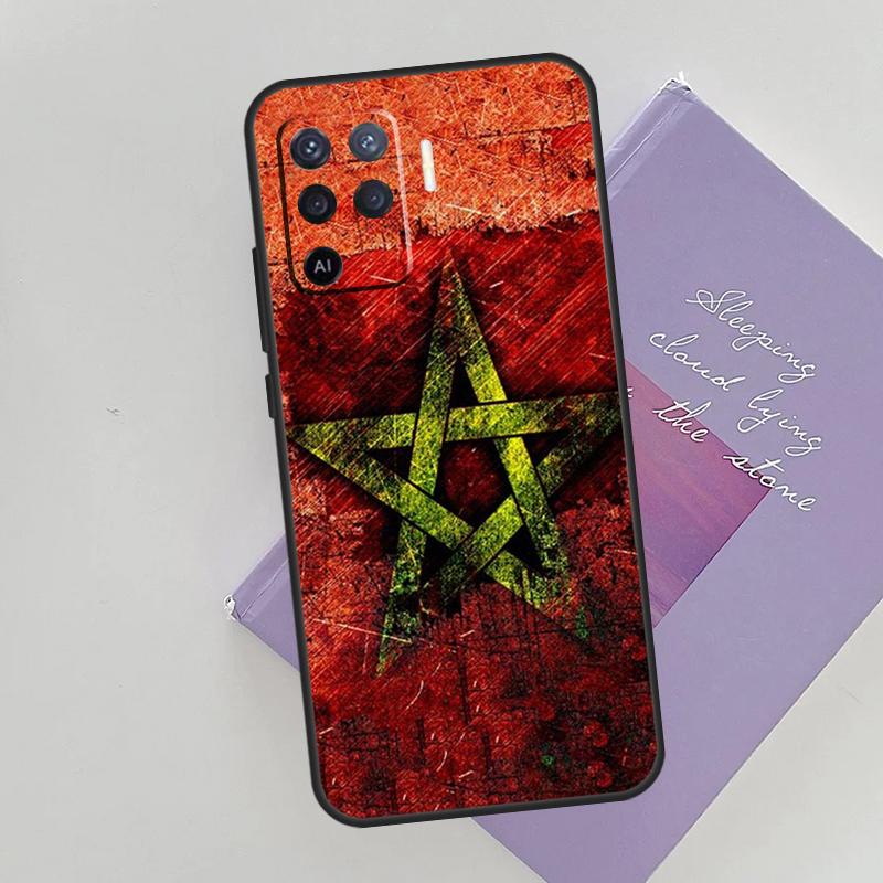 Morocco Moroccan Flag Phone Case For Oppo A74 A53 A54 A94 A15 A16 A17 A52 A72 A76 A96 A57S A58 A78 A98 Back Cover