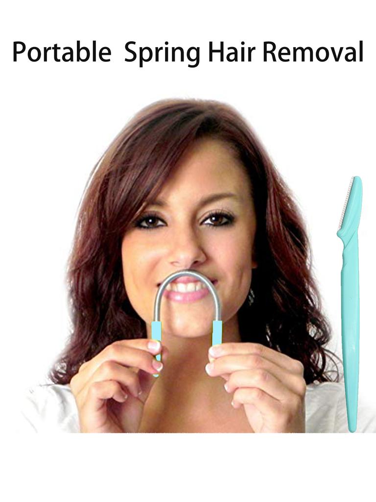 Facial Hair Remover Spring,Threading Hair Removal Removes Hair ,Epilator Stick and Eyebrow Shaping Razor,Cleaning Epilator Stick Beauty Tool