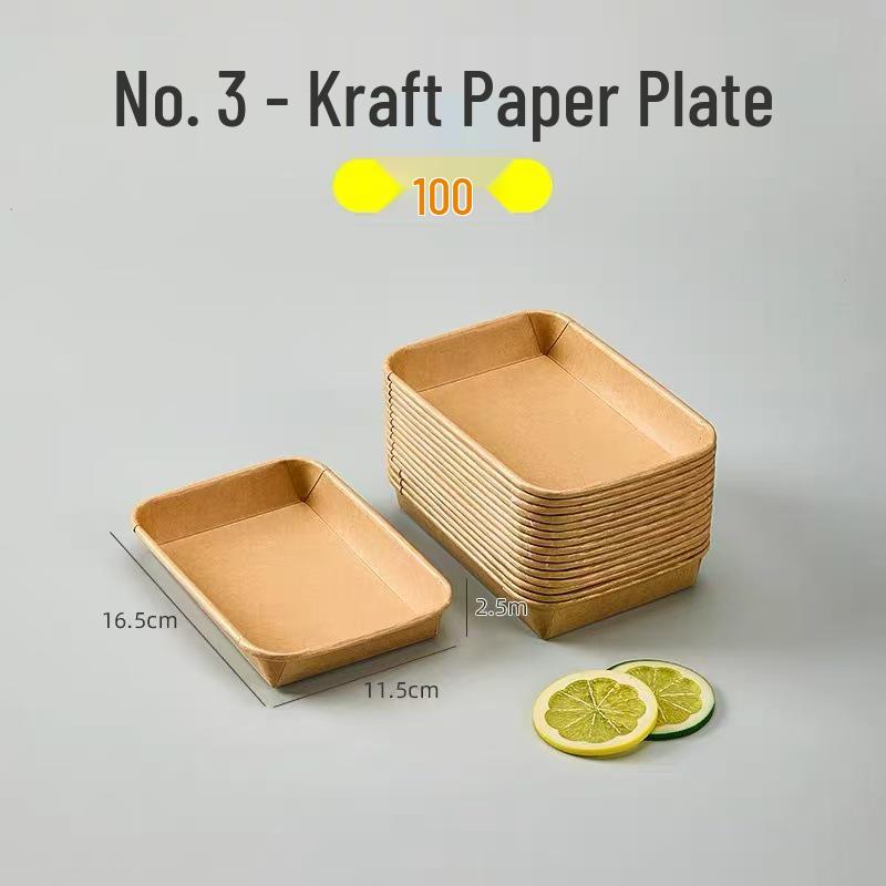 Одноразовые крафтовые бумажные обеденные тарелки - прямоугольные/квадратные, пищевые, для барбекю, пикника, вечеринки.