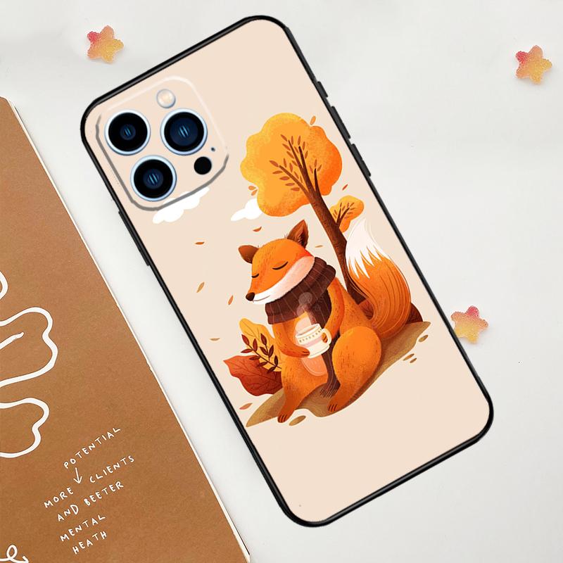 Осенние Листья Падающий Лис Чехол для Телефона Для iPhone 17 Pro Max 11 14 15 16 Pro Max 12 13 mini 16 Plus 16e 17 Air Funda