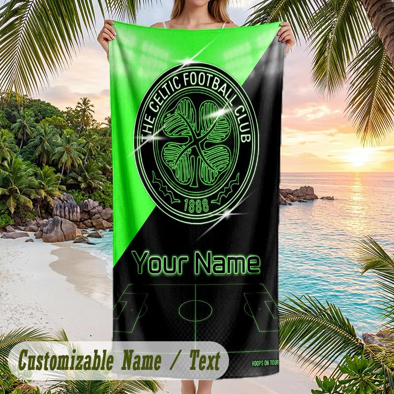 Beach Towel Celtic FC Print Custom Name Text Soft Towel for Swimming Pool