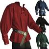 European and American Men's Retro Medieval Lace-Up Long Sleeve Loose-Fit Shirt