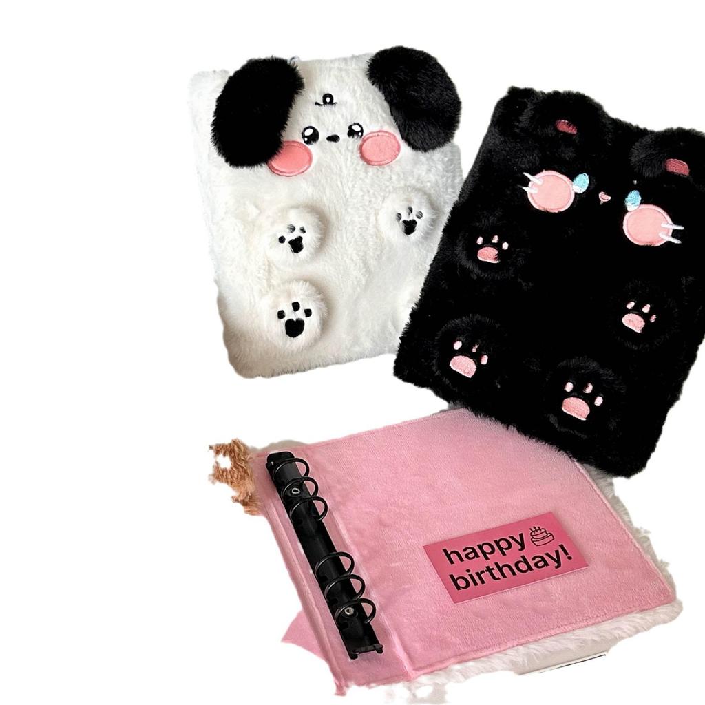 Оригинальный мультяшный плюшевый фотоальбом формата А6 – милый дизайн с щенком, котом и медведем, хранилище для карточек с отрывными листами в виде звезд