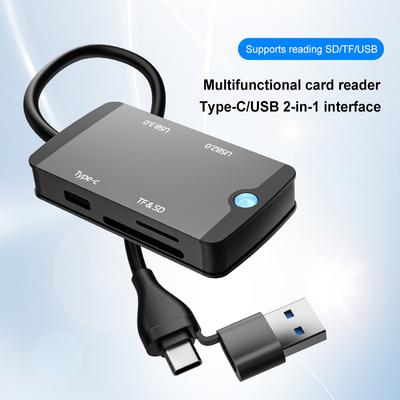 USB 3.0 Type C 5 в 1 Кардридер Флэш-накопитель Смарт-картридер SD TF Компактный флэш-адаптер для ноутбука ПК телефона