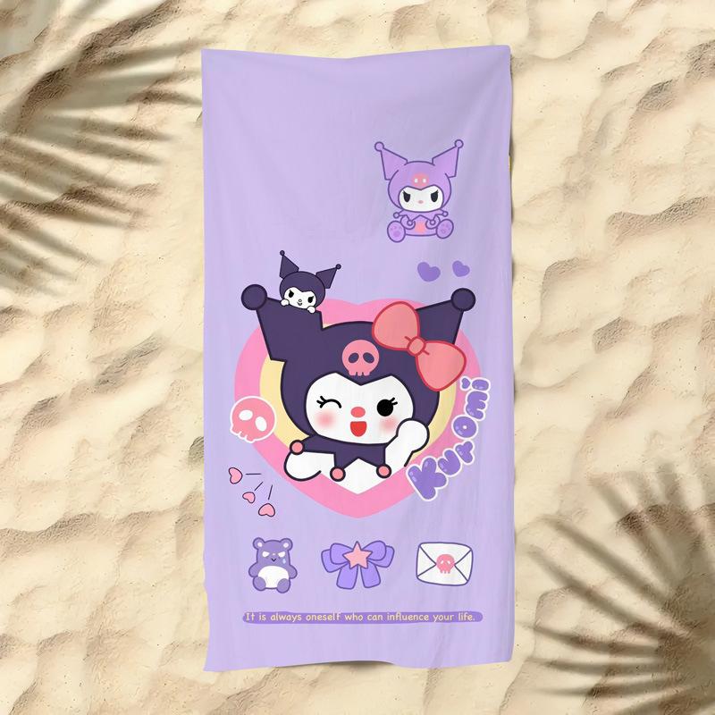 Cute Cartoon Kitten Printed Microfiber Beach Towel Quick Dry Soft Bath Towel For Kids Seaside Swimming