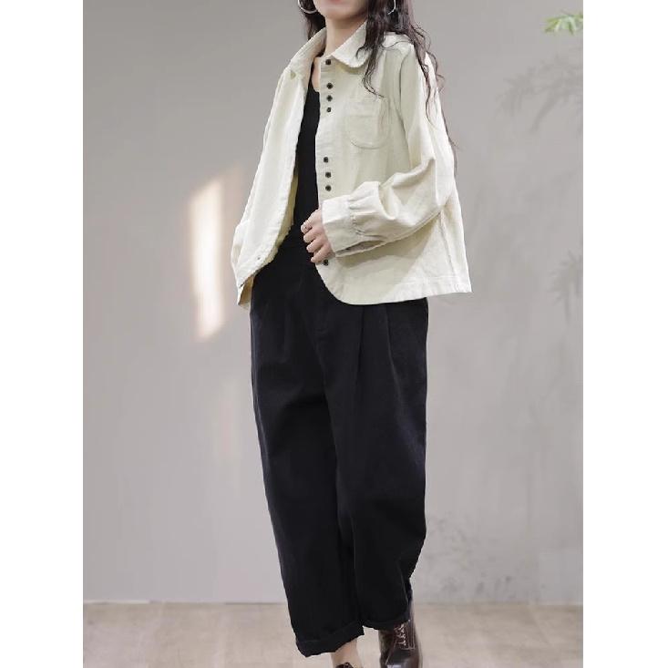 Весна Осень Новая Винтажная Свободная Повседневная Вельветовая Рубашка Женская Карманная Модная Универсальная Кардиганная Верхняя Женская Блузка с Длинным Рукавом Femme