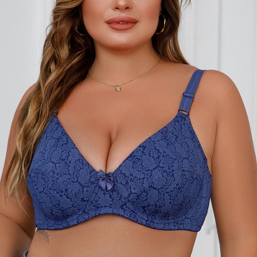 European and American Style Underwire Lace Shaping Bra Ultra-thin Printed Plus Size Anti-sagging Underwear