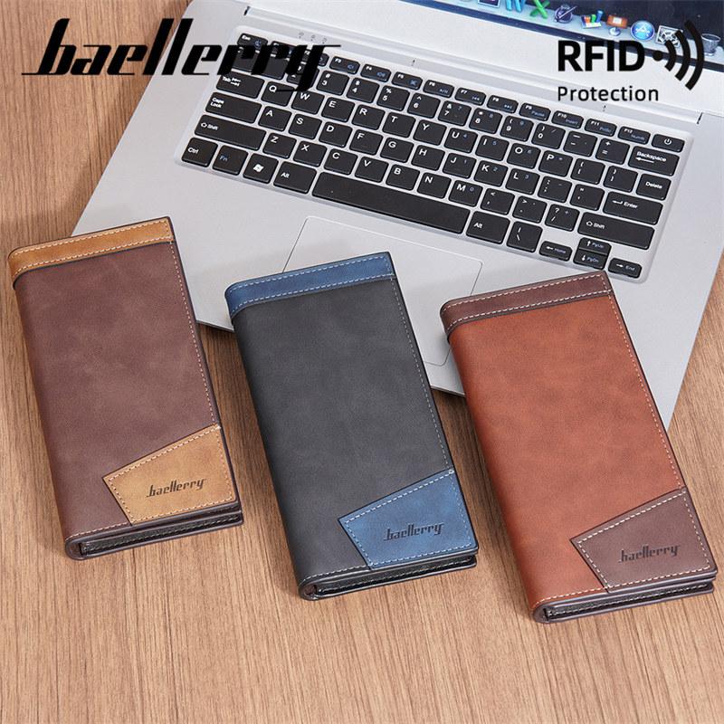 Baellerry Длинные кошельки с защитой RFID, винтажный дизайн, держатель для визитных карточек, двойной кошелек, кошелек