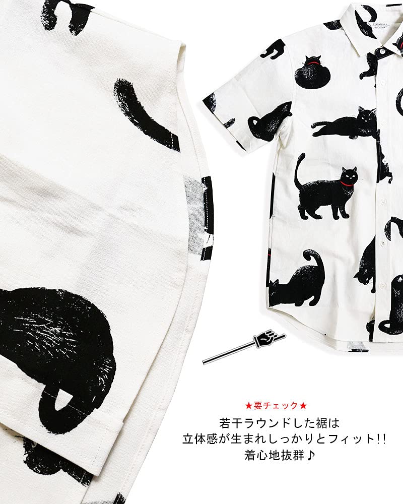 Quintet Повседневная мужская футболка с коротким рукавом и принтом черного кота, белая, размер M, сделано в Японии, (Код товара 01-79416-s)