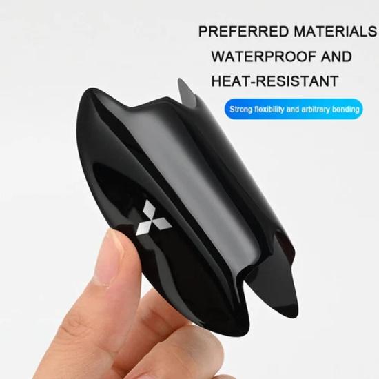 8pcs Black Car Door Handle Bowl Scratch Sticker Protector Film for Mitsubishi