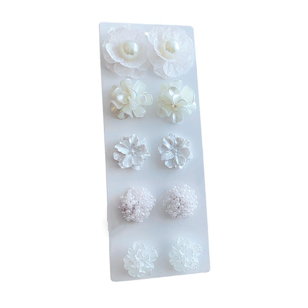 10pcs/Set High-end Camellia Earrings White Flower Flower Stud Earrings For Women Girls