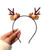 Ободок на голову с оленьими рогами в лесной тематике, украшенный снежинкой и колокольчиками - милый праздничный аксессуар для волос
