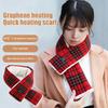 Шарф с подогревом с USB-питанием, клетчатый принт, регулируемый, 3 режима нагрева, грелка для шеи, портативный электрический обогреватель для шеи