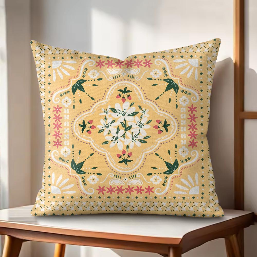 Simple Retro Cushion Cover Natural Linen Organic Fabric DoubleSided Printing Couch Pillow Covers Home Decor
