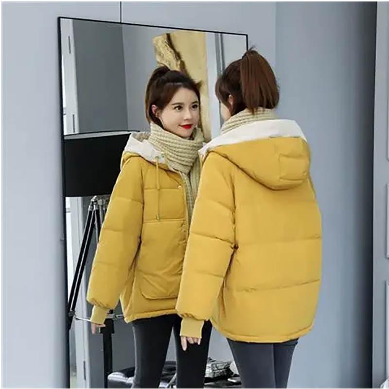 Women Down Padded Jacket Female Winter Student Korean Version Short Padded Jacket Loose Thick Jacket Parka Hooded Coat