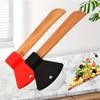 1 Axe Pizza Knife, Durable Stainless Steel Blade with Comfortable Bamboo Handle, Innovative Baking Cutter, Kitchen Small Tool