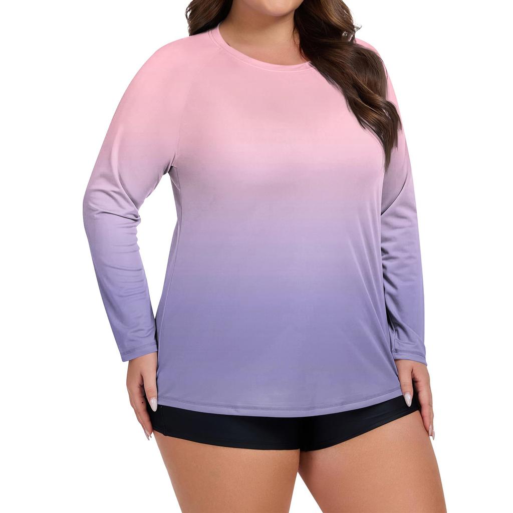 Women's Printed Large Size Long Sleeve Swimsuit Sun  Jacket Quick Dry Hiking Top