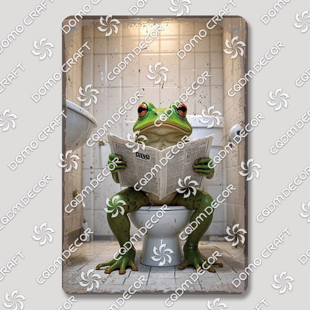 Забавная туалетная жестяная табличка Винтажный металлический постер Кролик Енот Кошка Собака Металлические таблички Ретро настенный декор для кафе ванной дома